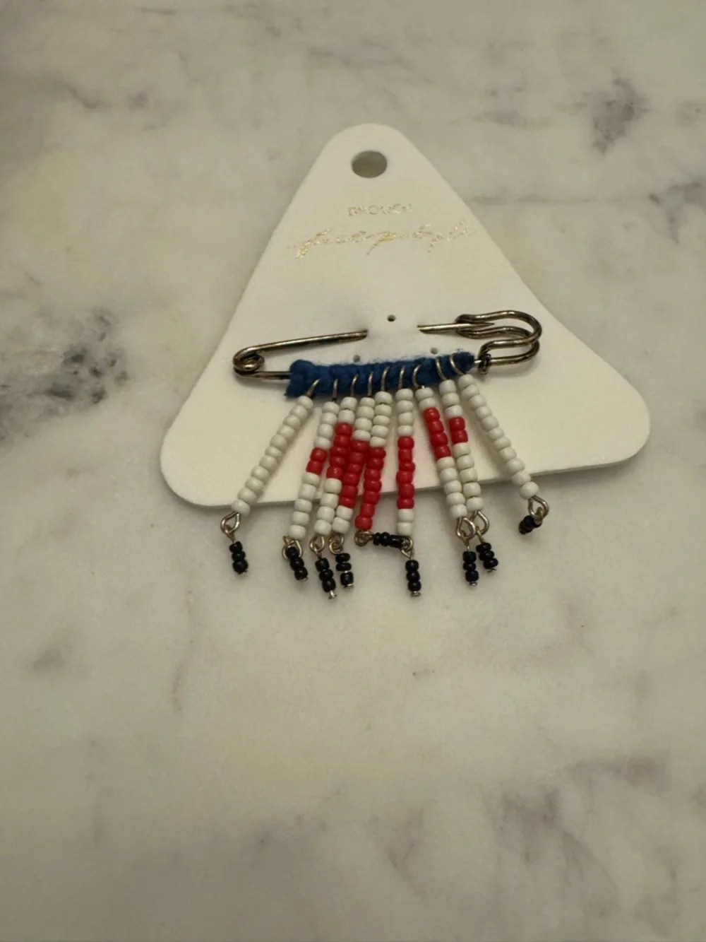 NWT Free People Bead Baby Brooch in Red White & Blue